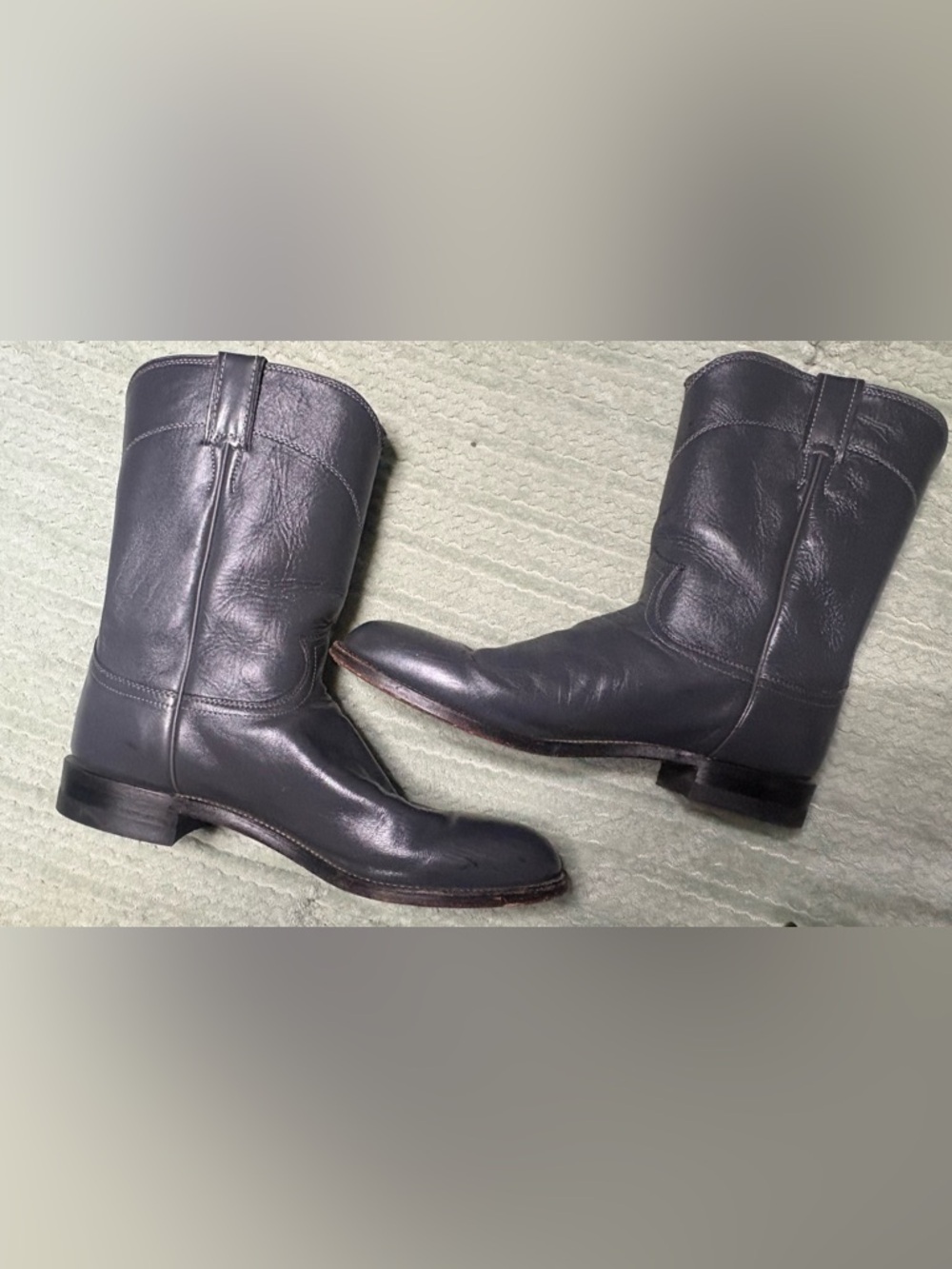 Justin Boots Black Leather Mid-Calf Western Boots